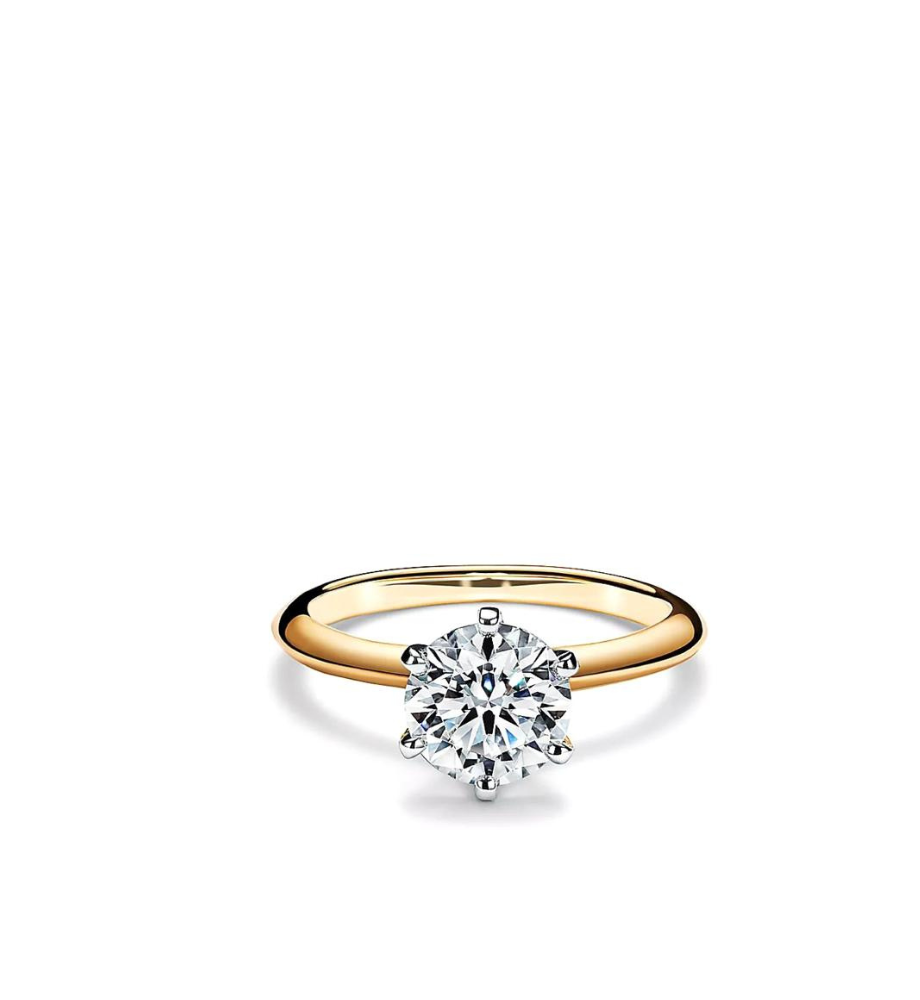 Solitaire Ring Brillante Collection 6 prongs 9 bicolor 9 kt yellow gold