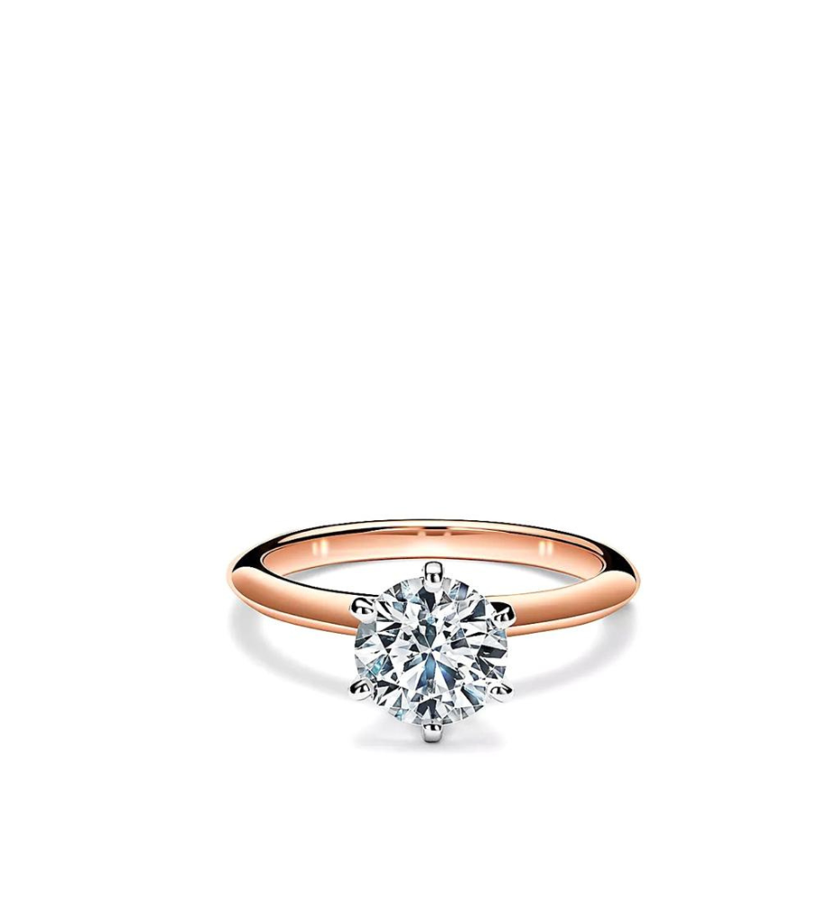 Solitaire Ring Brillante Collection 6 prongs 9 9 kt rose gold