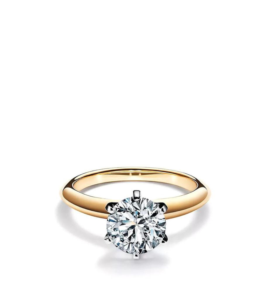 Solitaire Ring Brillante Collection 6 two-tone golden prongs