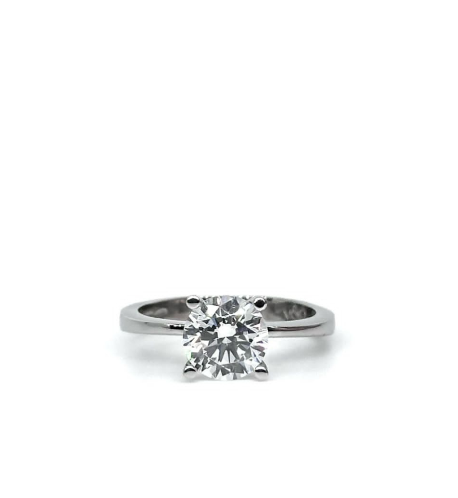 Solitaire Ring Moissanite Collection 4 Prongs Total White ct 2