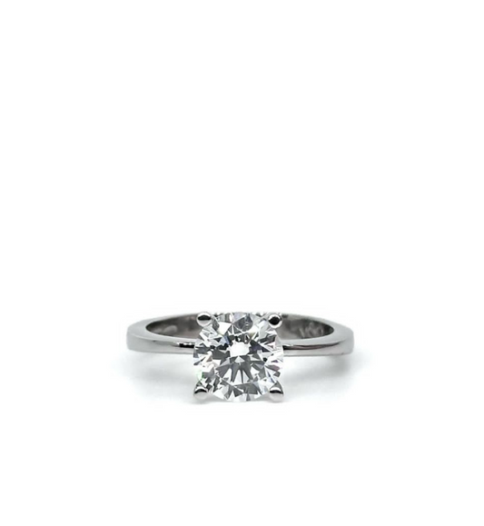 Solitaire Ring Moissanite Collection 4 Prongs Total White ct 2