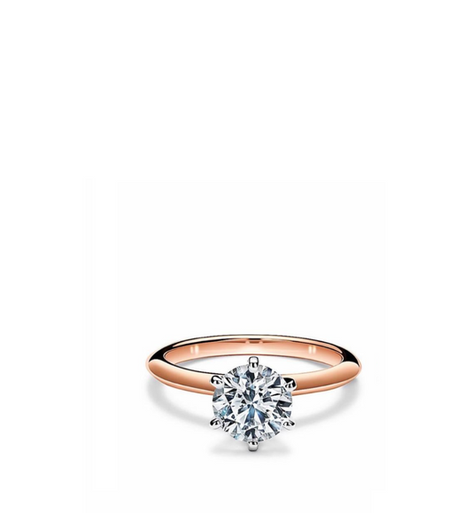Solitaire Ring Brillante Collection 6 prongs 9 9 kt rose gold