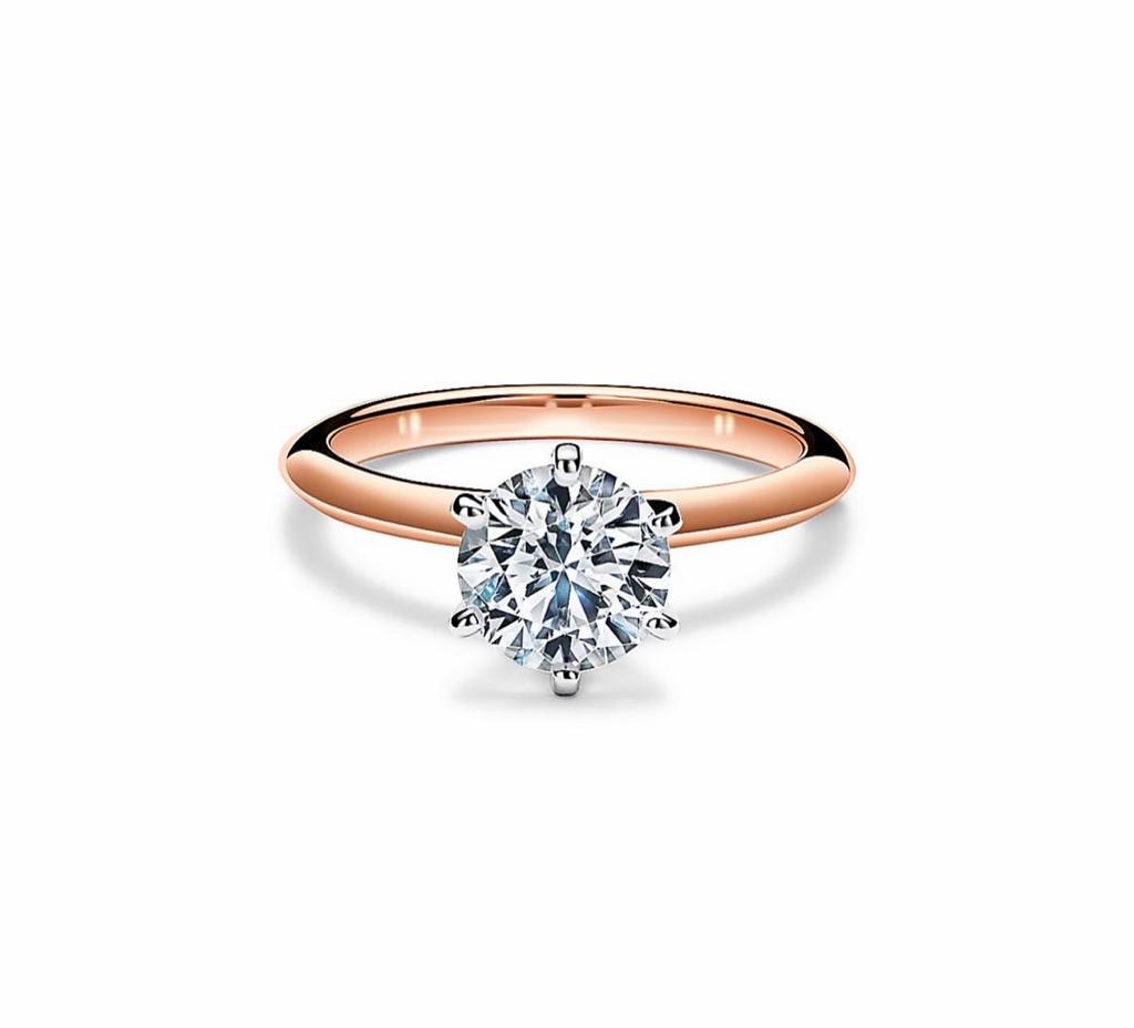 Solitaire Ring Brillante Collection 6 two-tone rosé prongs