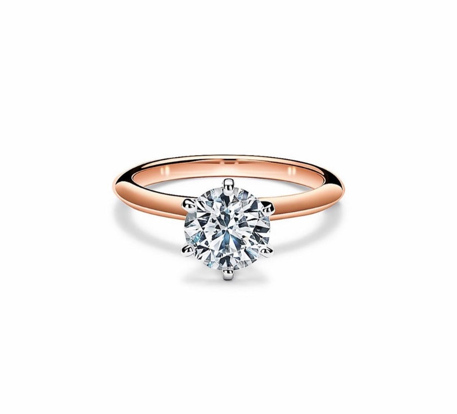 Solitaire Ring Brillante Collection 6 two-tone rosé prongs