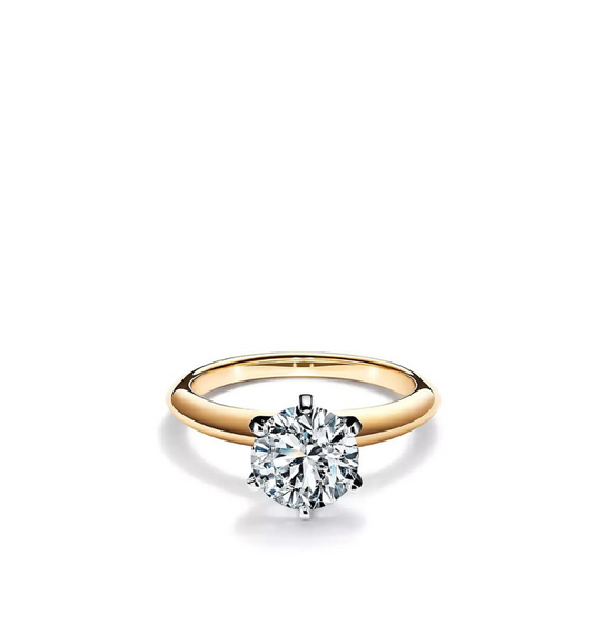Solitaire Ring Brillante Collection 6 prongs 9 bicolor 9 kt yellow gold
