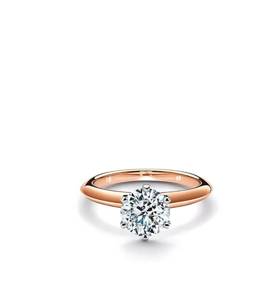 Solitaire Ring Brillante Collection 6 prongs 9 9 kt rose gold