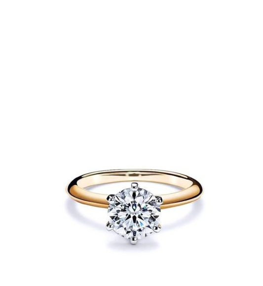 Anello Solitario Collezione Brillante 6 griffe bicolor dorato