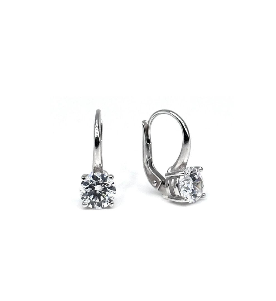 Light point earrings with 4 prongs, bridge and spring, Brillante Collection