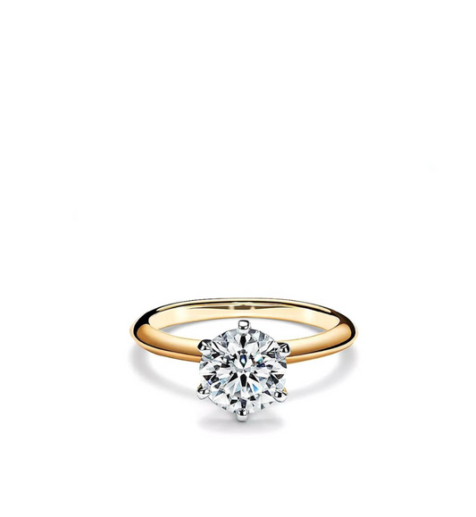 Anello Solitario Collezione Diamanti Sintetici/ Lab Grown 6 griffe giallo bicolor ct 0.50