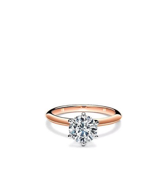Anello Solitario Collezione Diamanti Sintetici/ Lab Grown 6 griffe bicolor rosè ct 0.50