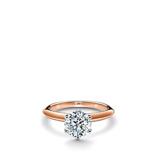 Anello Solitario Collezione Diamanti sintetici/ Lab Grown 6 griffe bicolor rosè 3 ct