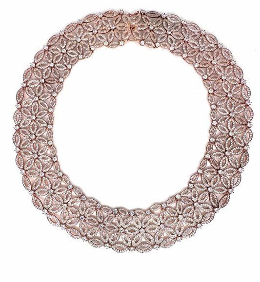Necklace with eco-diamonds, rose gold plated. Velo collection - code 11315