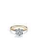 Solitaire Ring Brillante Collection 6 prongs 9 bicolor 9 kt yellow gold