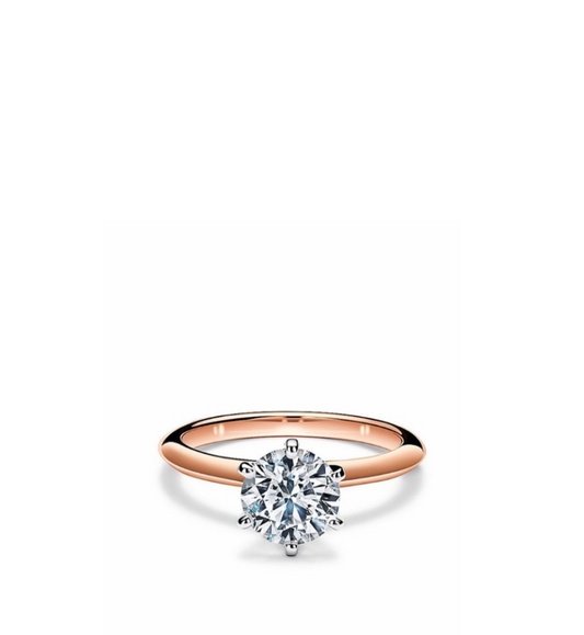 Anello Solitario Collezione Moissanite 6 griffe bicolor rosè ct 1