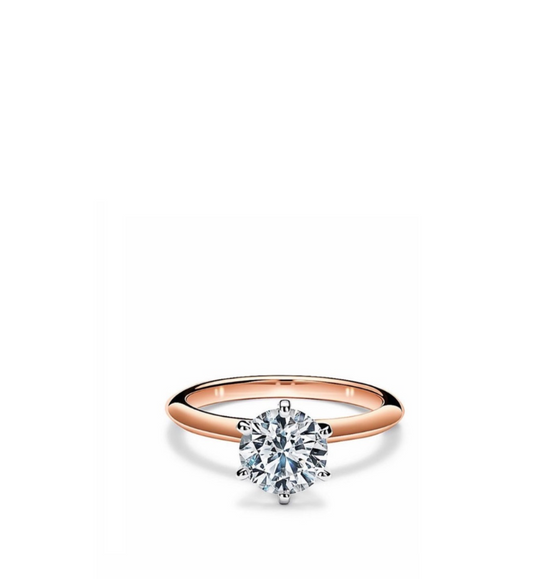Anello Solitario Collezione Moissanite 6 griffe bicolor rosè ct 2