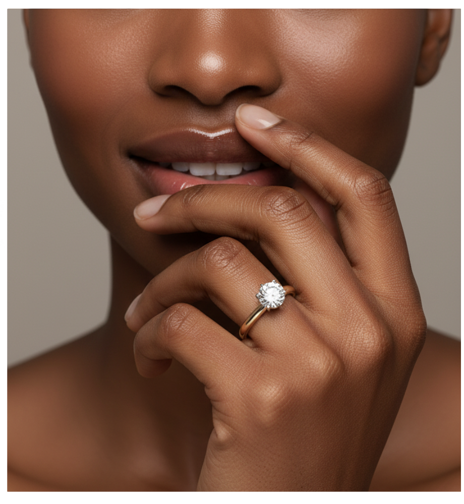 Anello Solitario Collezione Brillante 6 griffe bicolor dorato