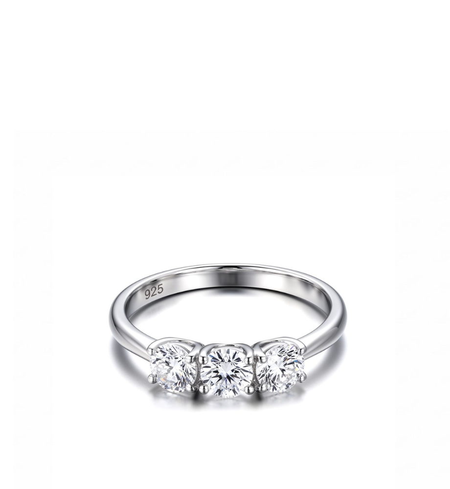 Anello trilogy collezione Moissanite - ct 0.90 tot