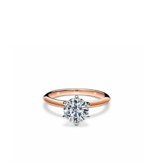 Solitaire Ring Brillante Collection 6 two-tone rosé prongs