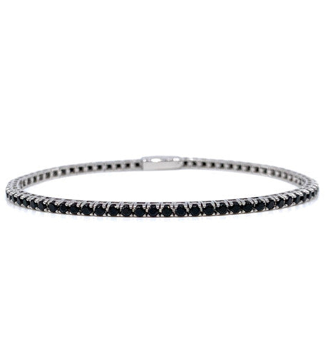 Tennis bracelet with brilliant cut black eco-diamonds