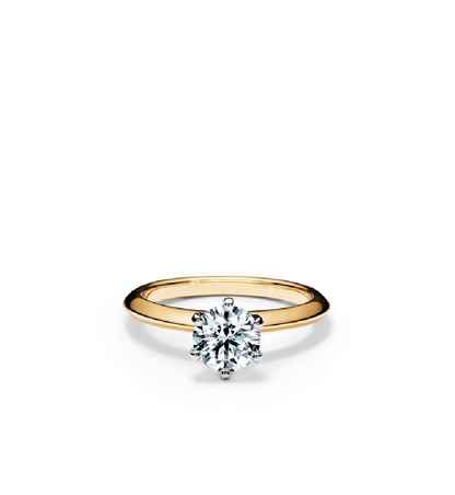 Anello Solitario Collezione Brillante 6 griffe bicolor dorato