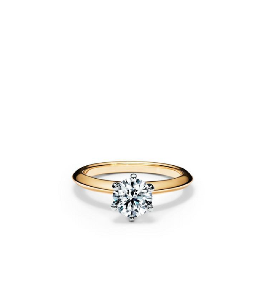 Solitaire Ring Brillante Collection 6 two-tone golden prongs